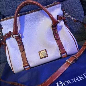 Dooney & Bourke White and Brown pebbled Leather Satchel